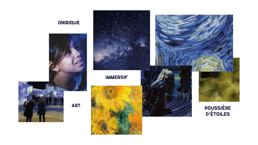 Moodboard pour la refonte de l'identité visuelle de l'exposition Imagine Van Gogh